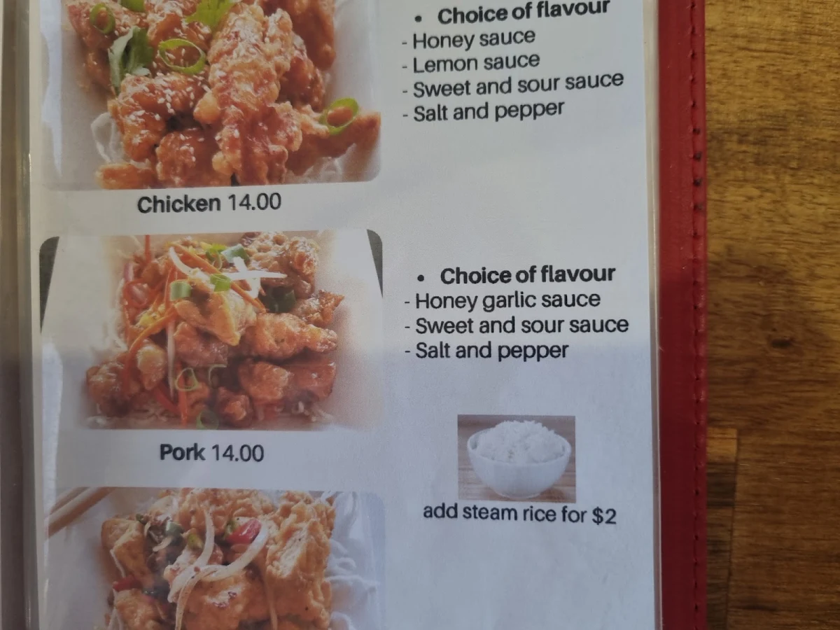 Menu, Lemongrass Vietnamese Restaurant Seaton
