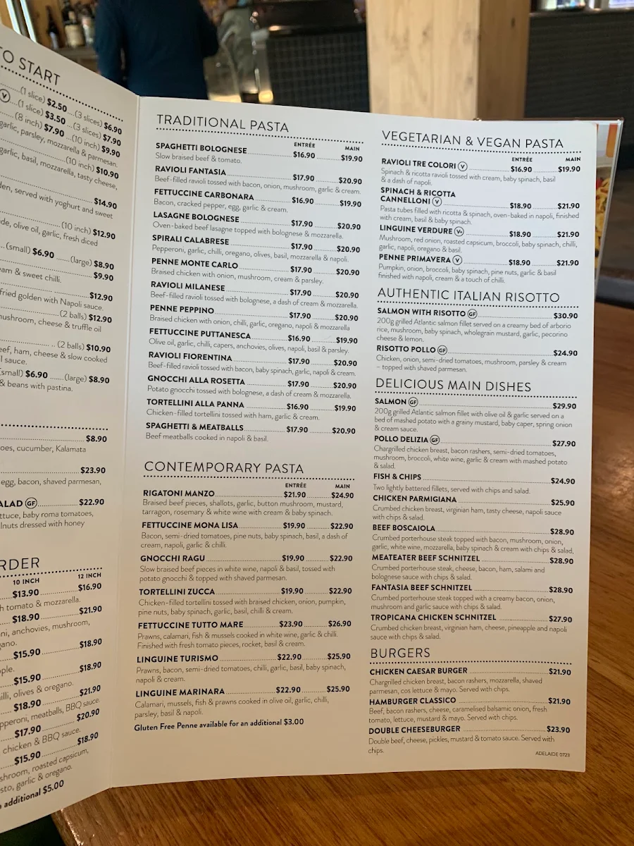 Menu, Fasta Pasta Reynella