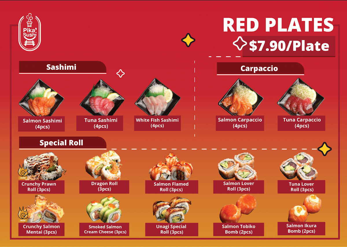 Menu, Pika Sushi Drouin