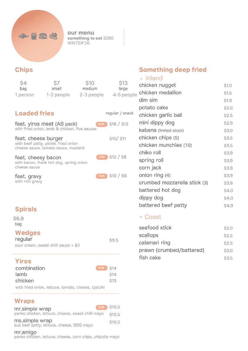 Menu, something to eat 5280