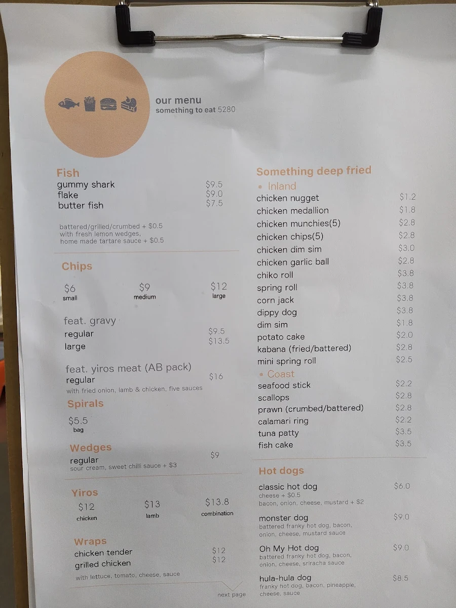 Menu, something to eat 5280