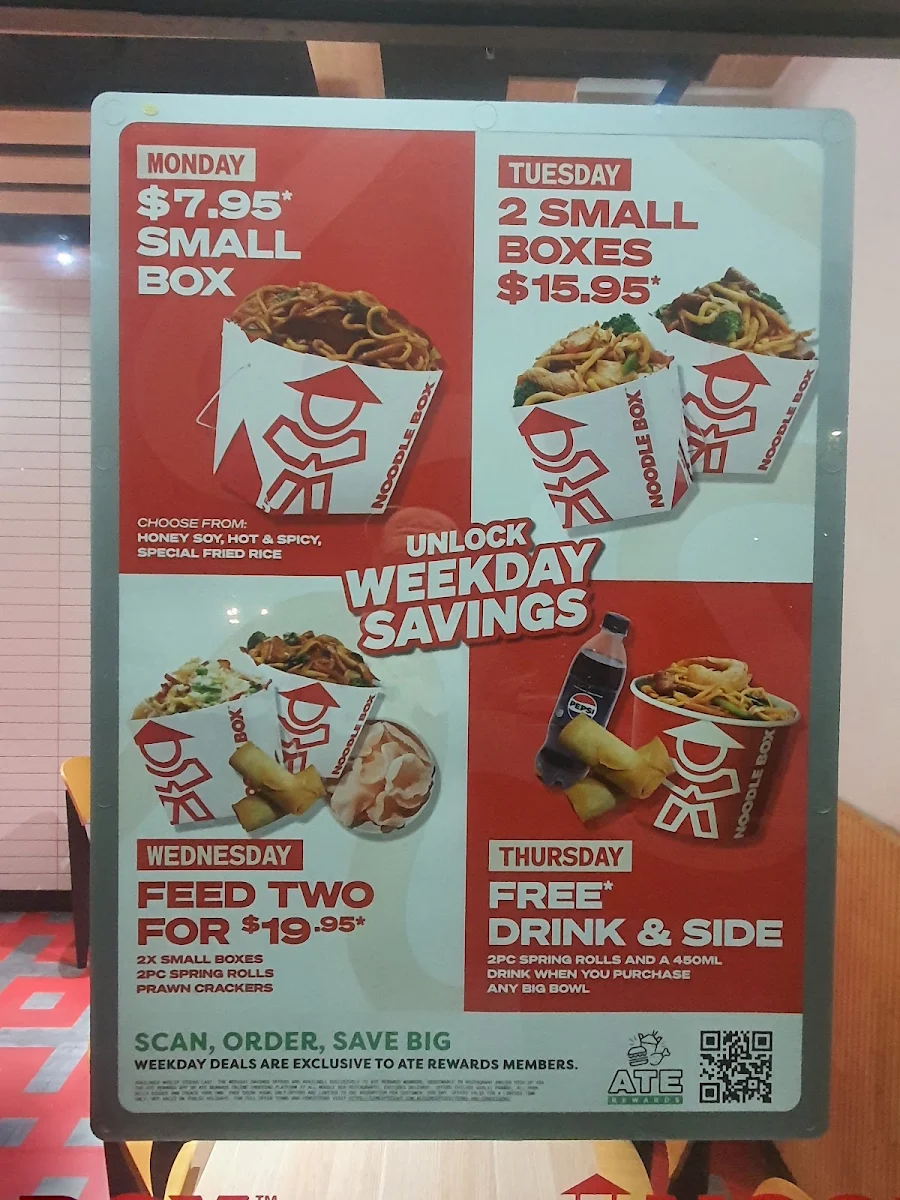 Menu, Noodle Box Melton