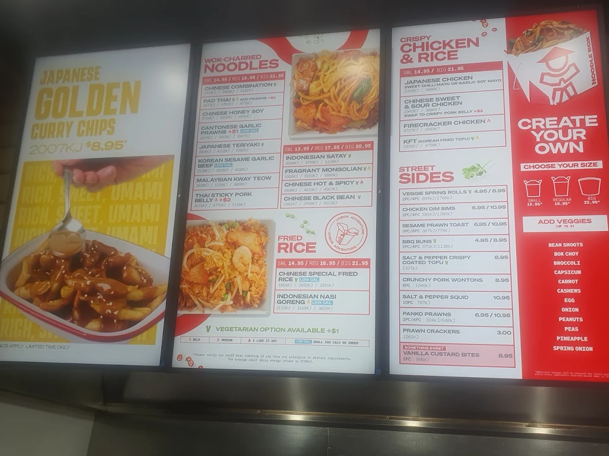 Menu, Noodle Box Melton