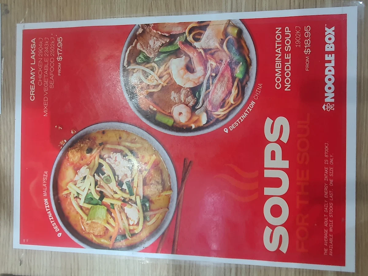 Menu, Noodle Box Melton