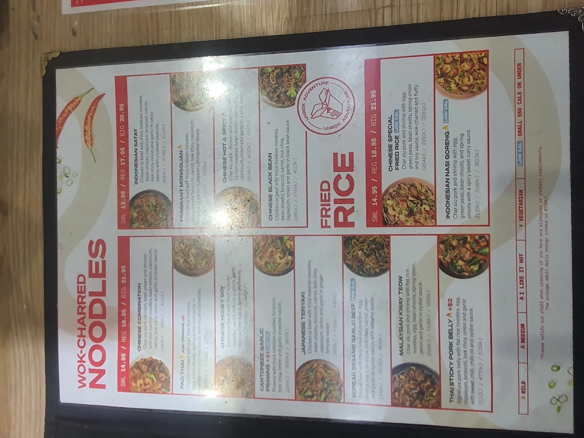 Menu, Noodle Box Melton