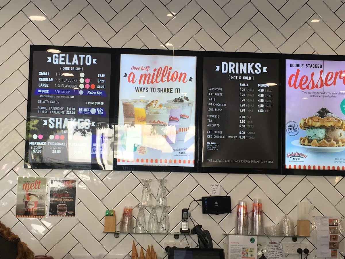 Menu, Gelatissimo Glenelg