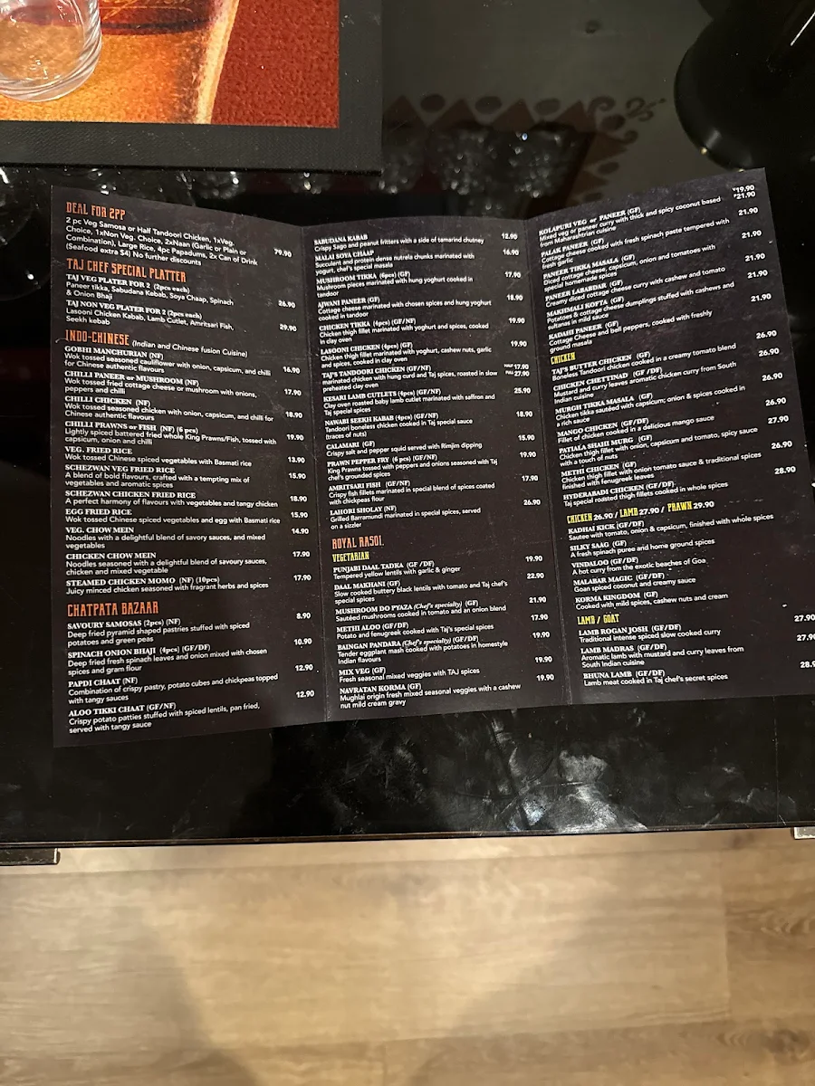Menu, Castle Taj | Best Indian Restaurant in Sydney