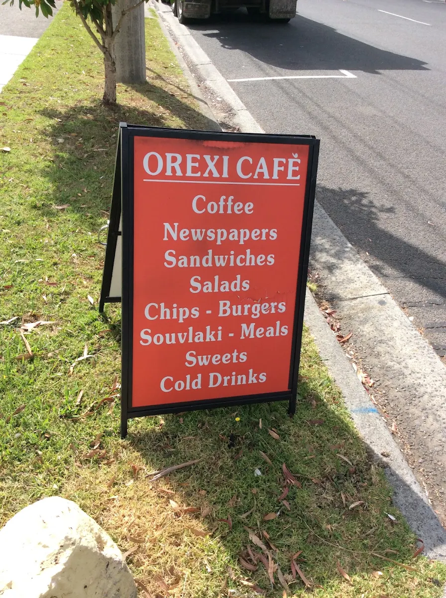 Menu, Cafe Orexi