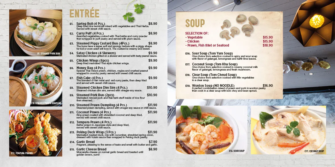 Menu, The Signature Thai Cuisine