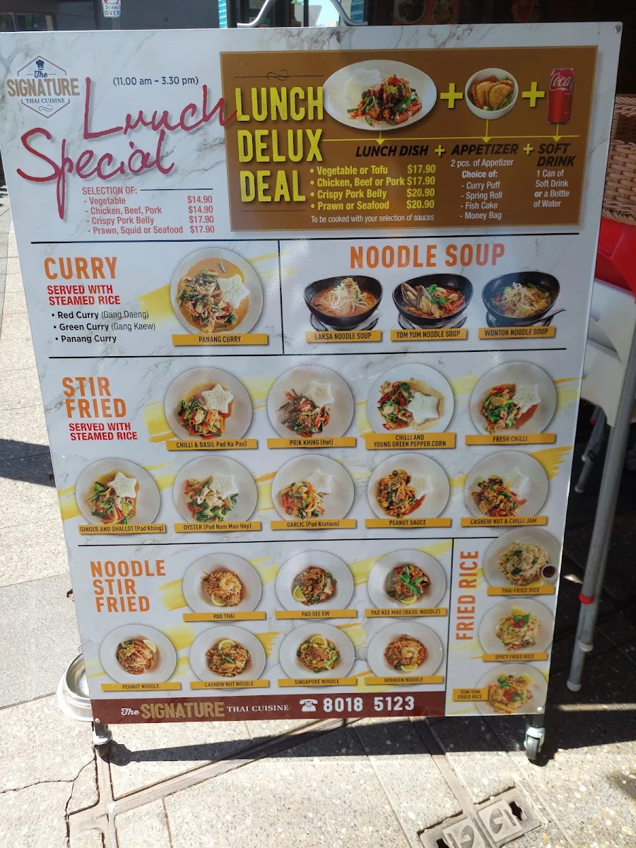 Menu, The Signature Thai Cuisine