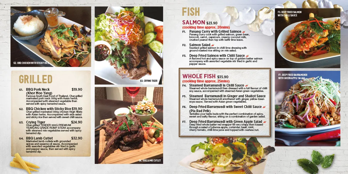 Menu, The Signature Thai Cuisine