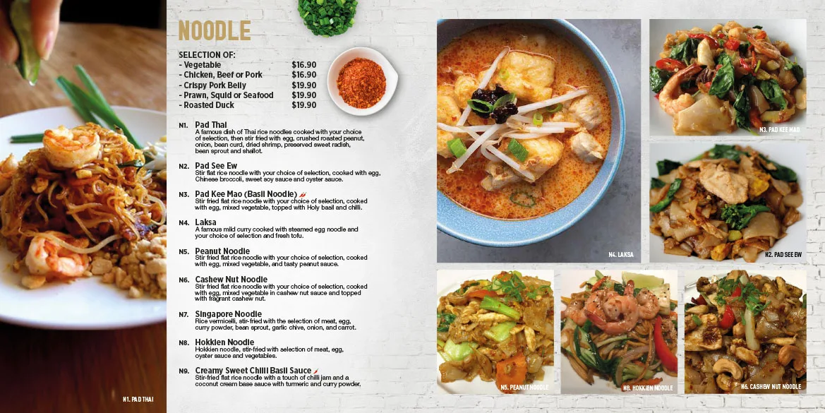 Menu, The Signature Thai Cuisine