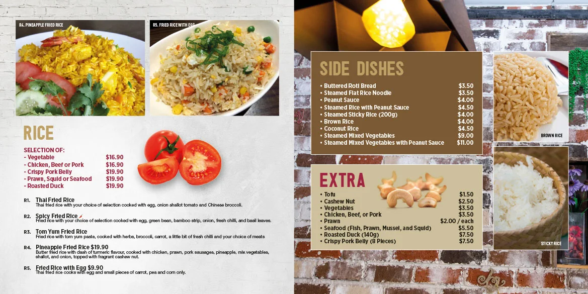 Menu, The Signature Thai Cuisine