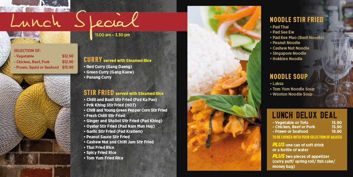 Menu, The Signature Thai Cuisine