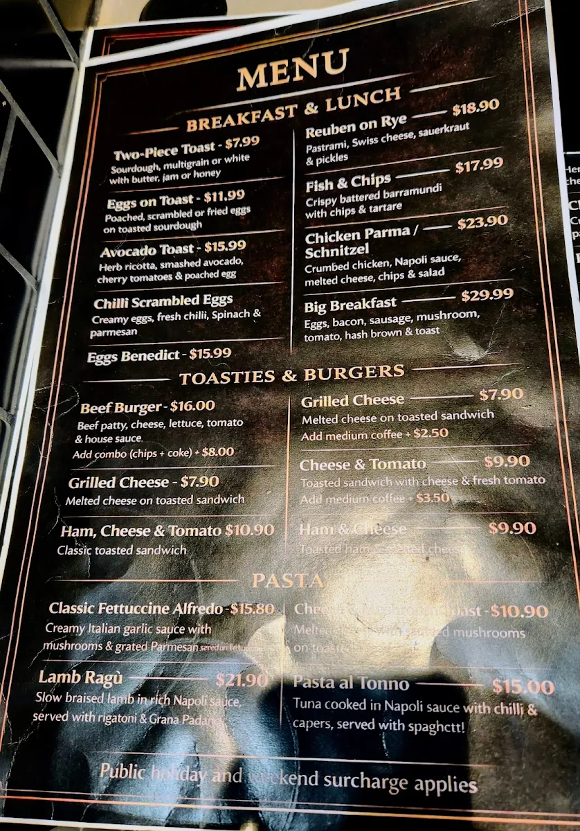 Menu, Coffee Town