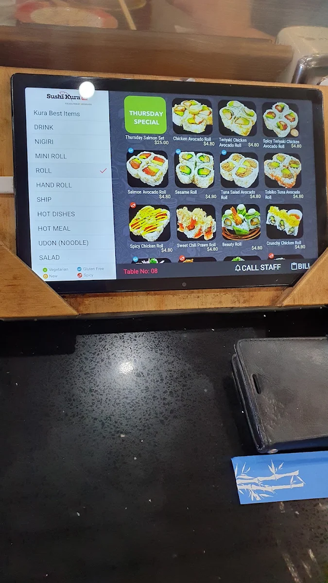 Menu, Sushi Kura