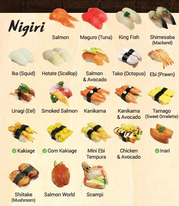 Menu, Sushi Kura