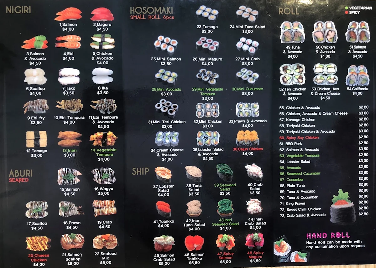 Menu, Sushi Break Redbank Plains