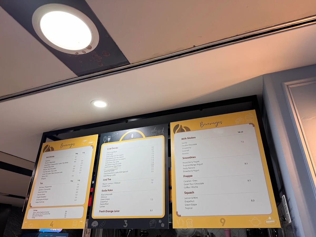 Menu, Cafe 439