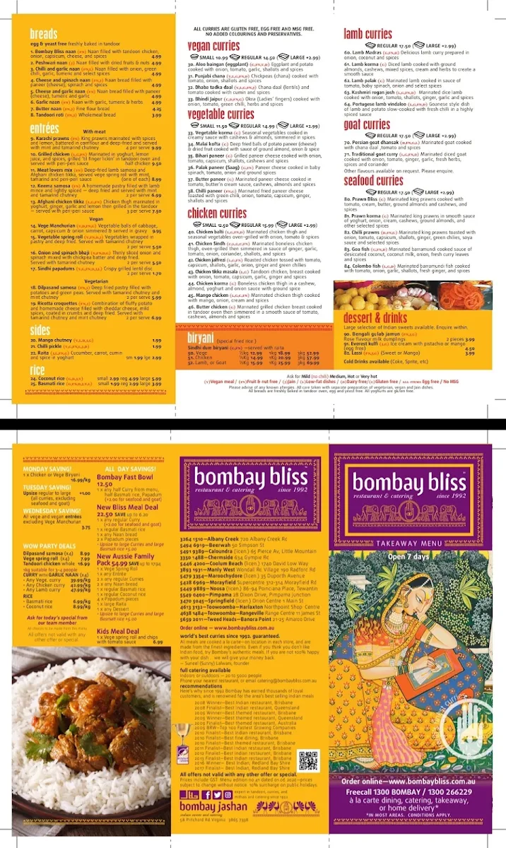 Menu, Bombay Bliss