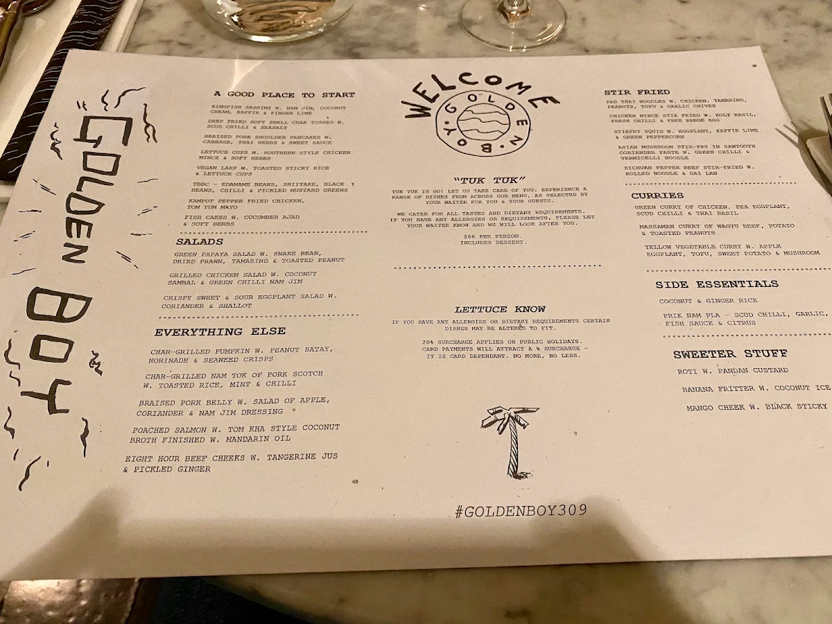 Menu, Golden Boy