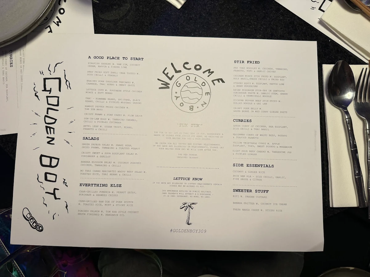 Menu, Golden Boy