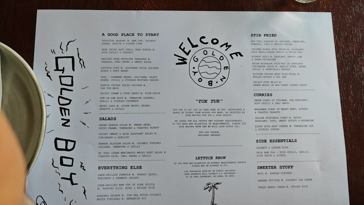 Menu, Golden Boy