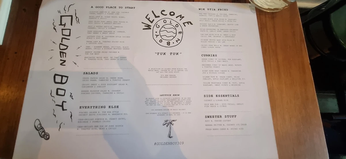 Menu, Golden Boy