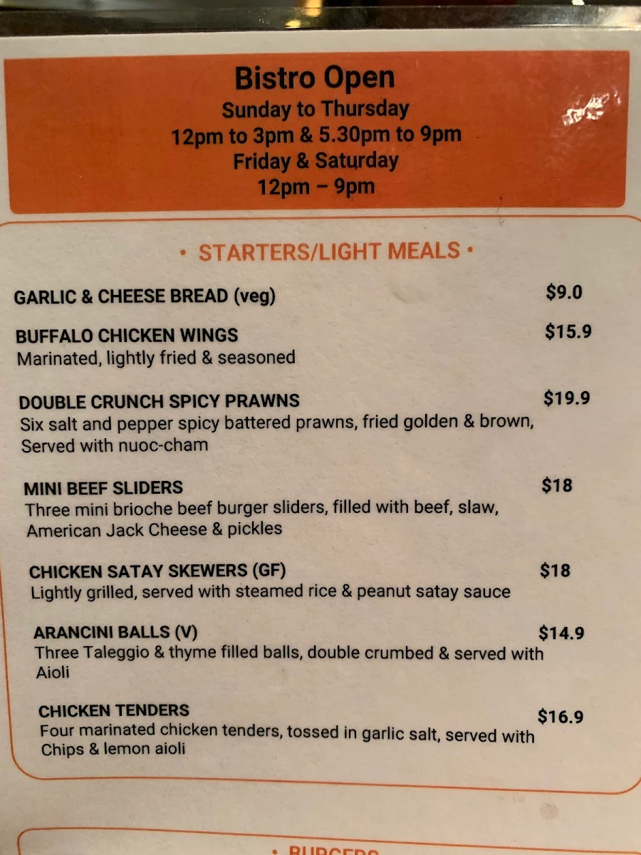 Menu, Harp of Erin Hotel