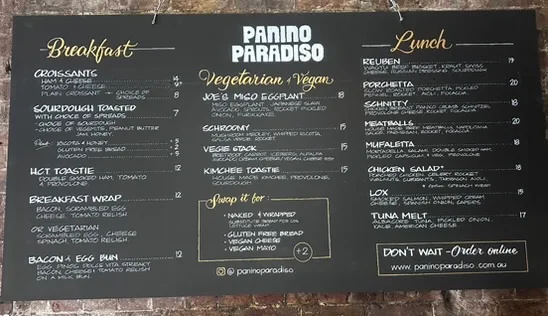 Menu, Panino Paradiso