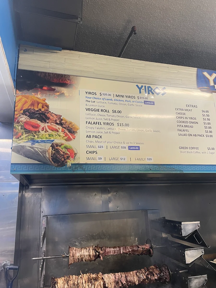 Menu, Yanni's Yiros Norwood