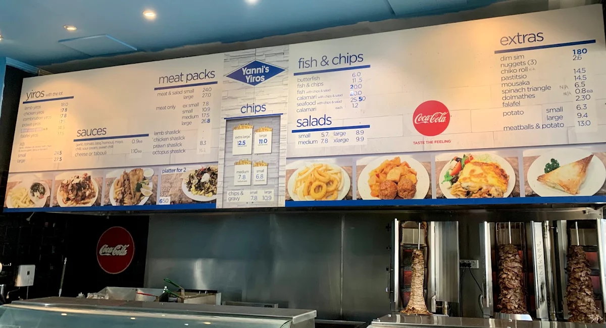 Menu, Yanni's Yiros Norwood
