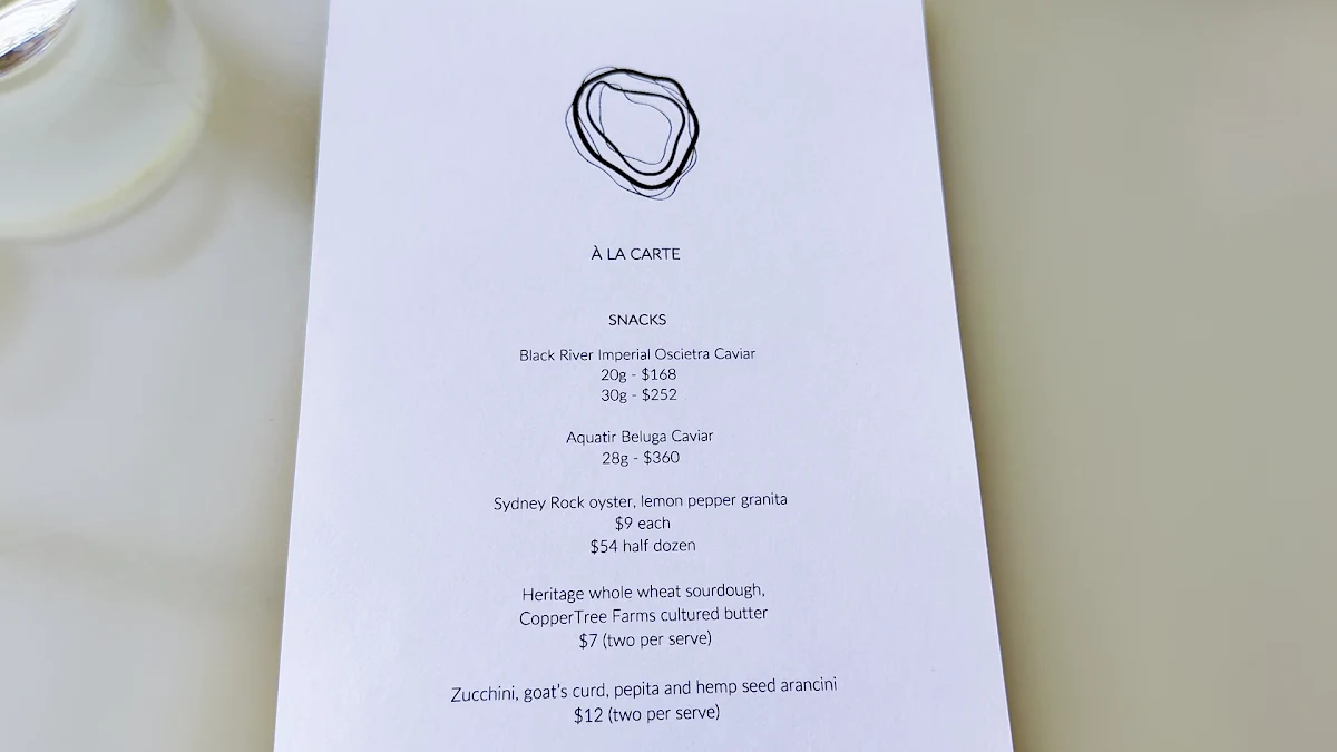 Menu, Bennelong