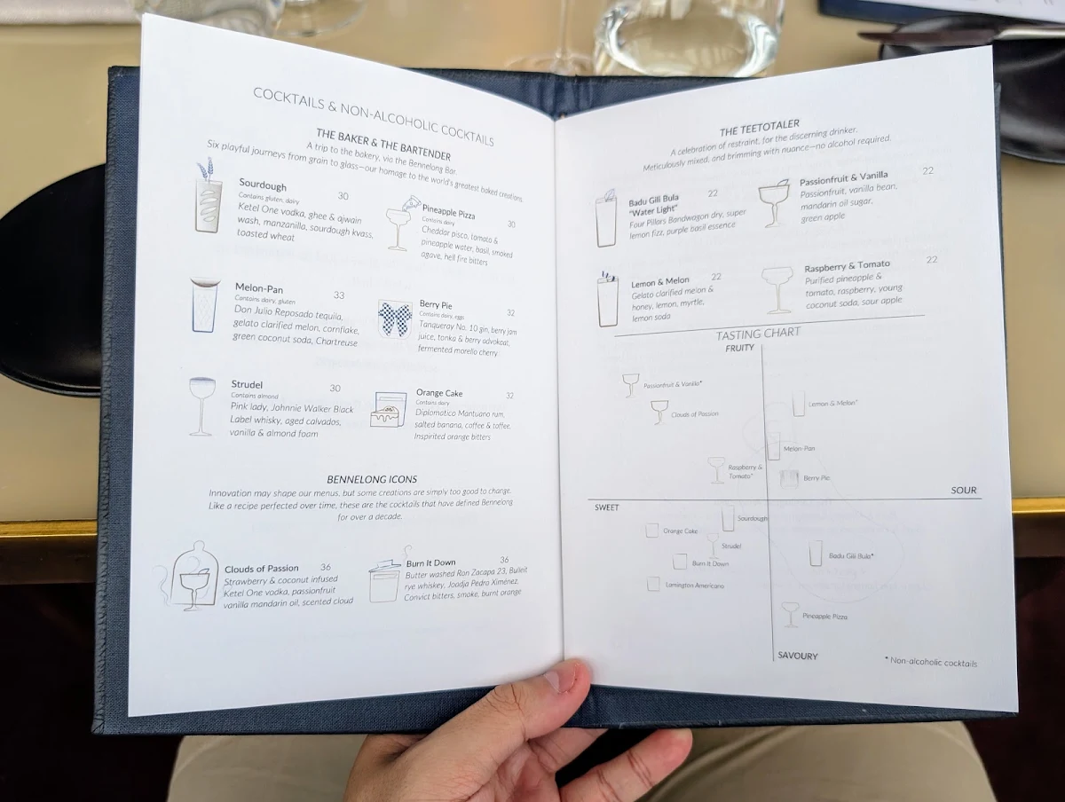 Menu, Bennelong