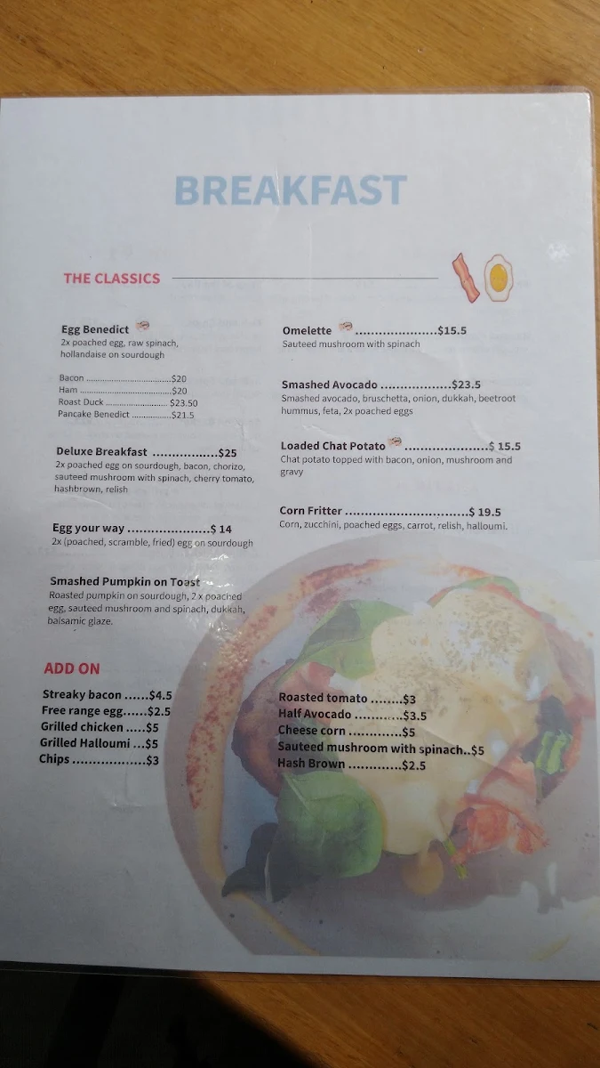 Menu, Yolanda Jean cafe