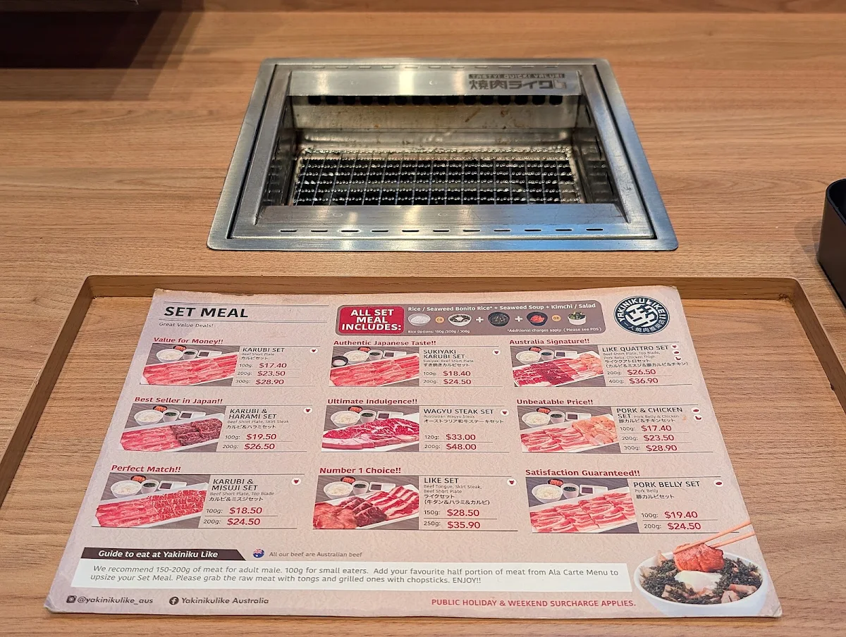 Menu, Yakiniku Like Melbourne