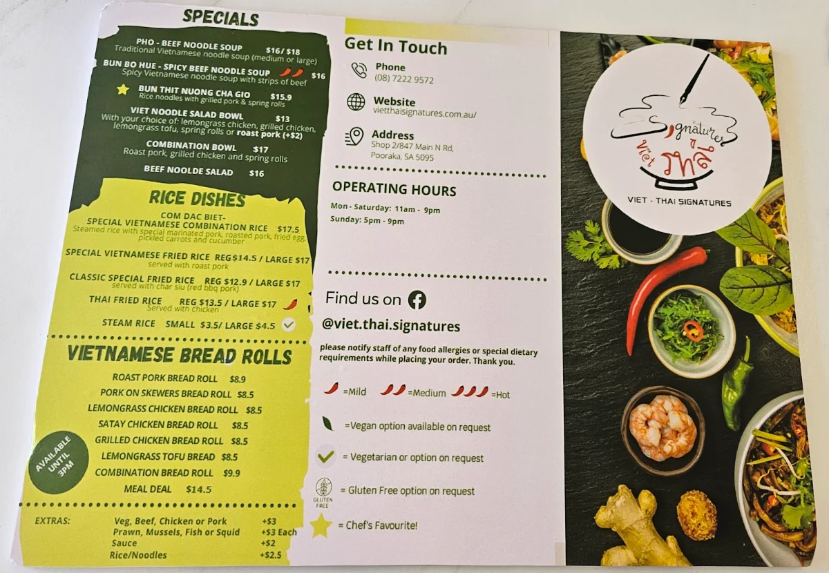 Menu, Viet-Thai Signatures