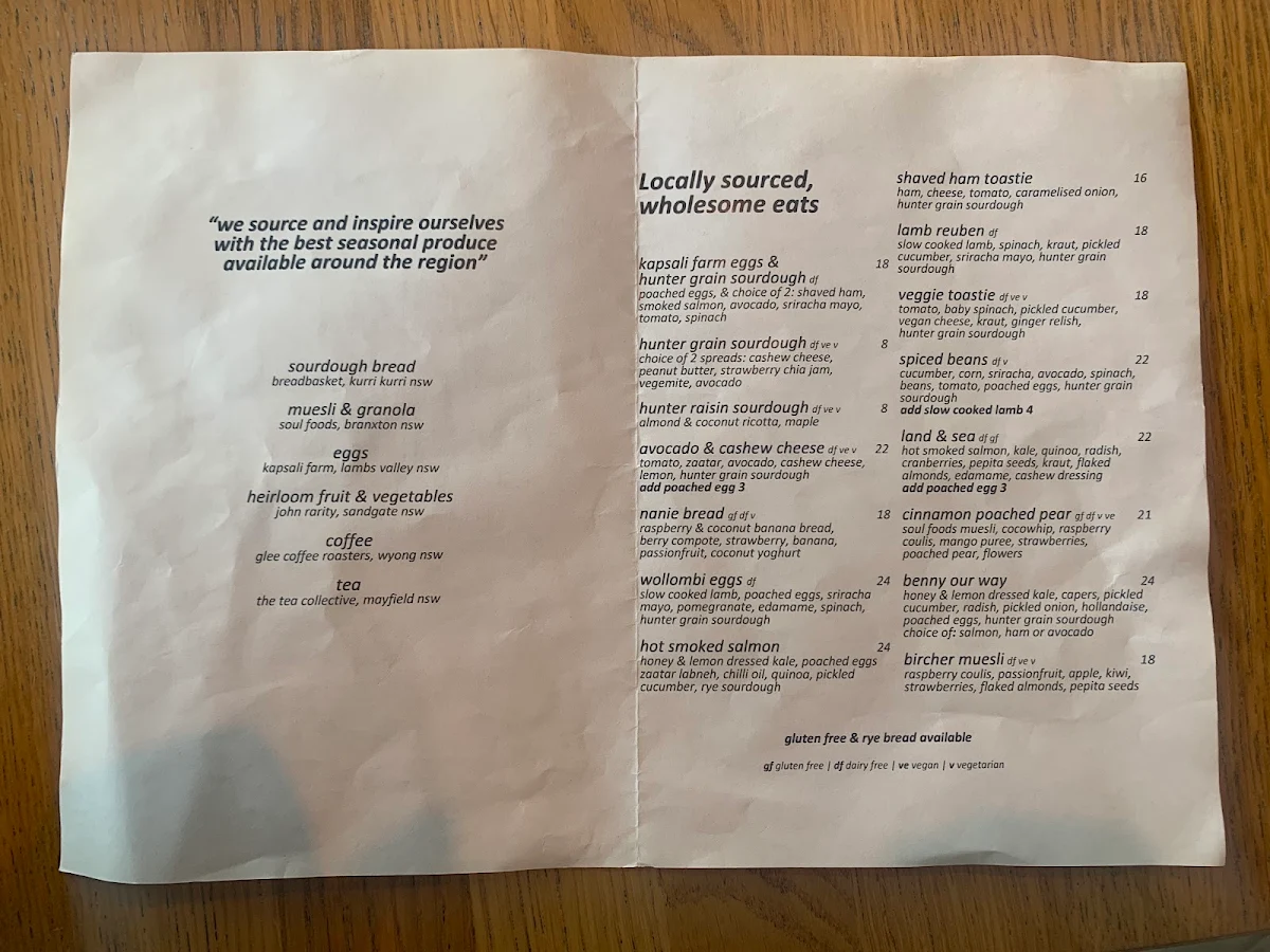 Menu, Mr O Wholefoods