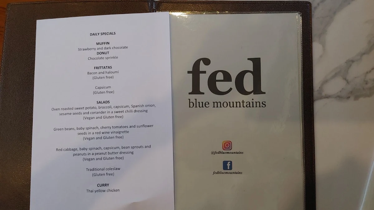 Menu, Fed Blue Mountains
