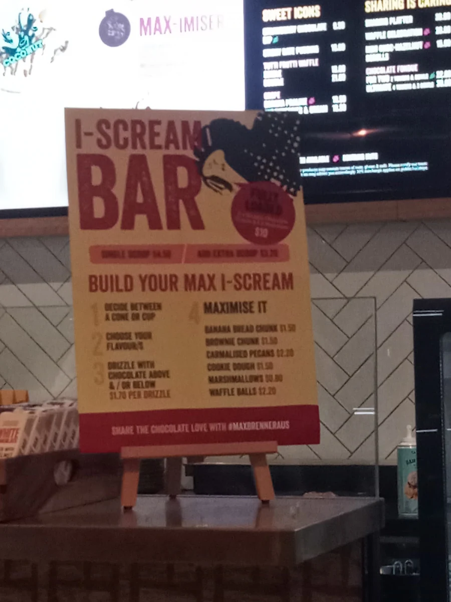 Menu, Max Brenner - Southbank