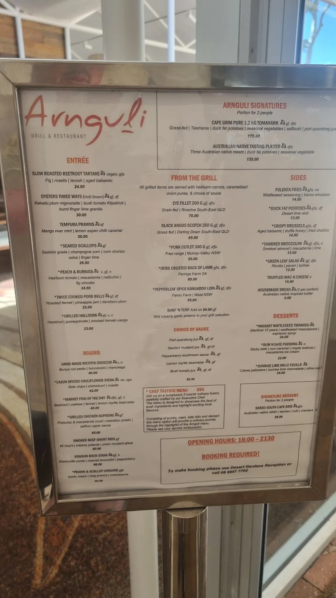 Menu, Arnguli Grill & Restaurant