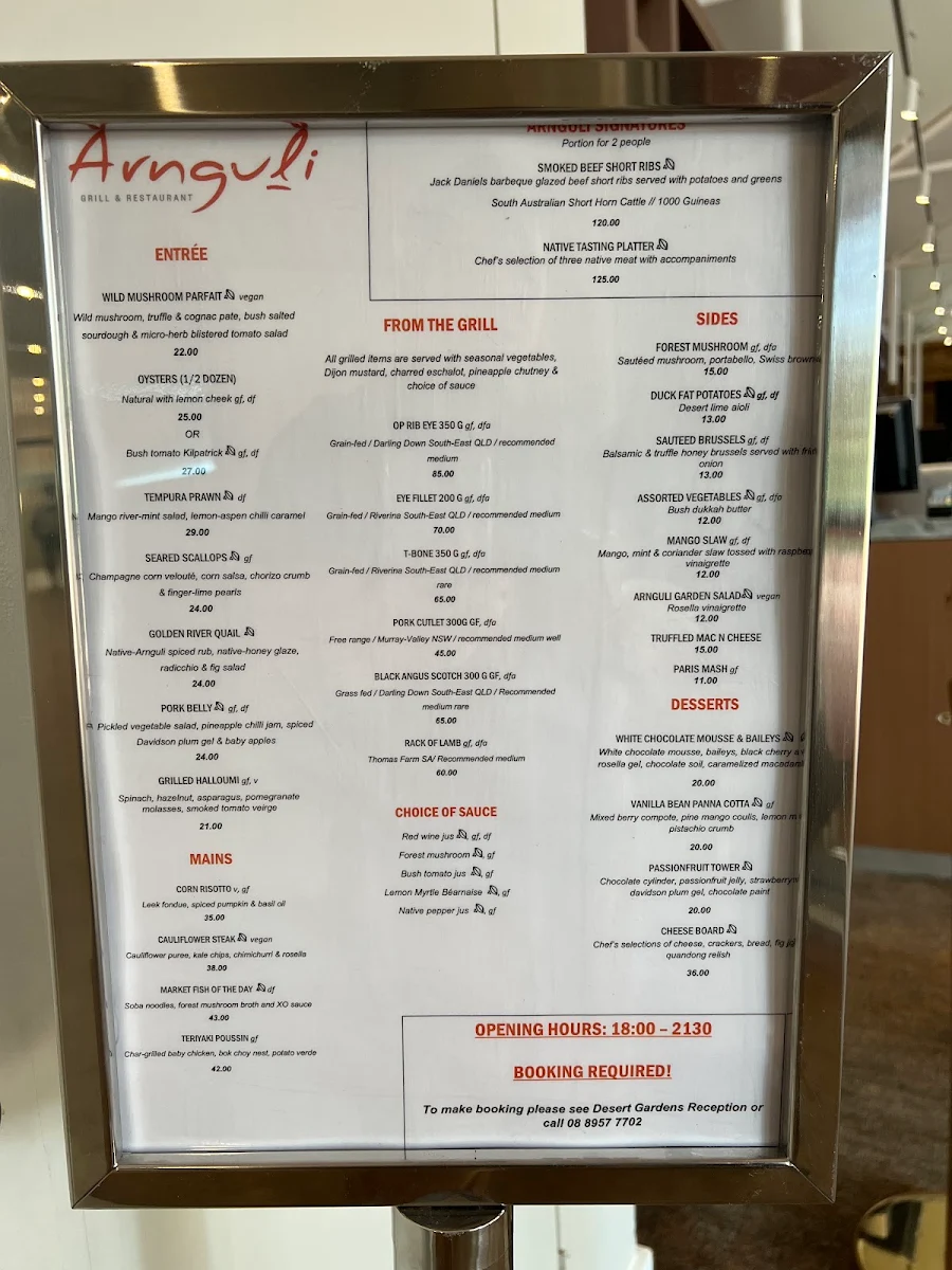 Menu, Arnguli Grill & Restaurant