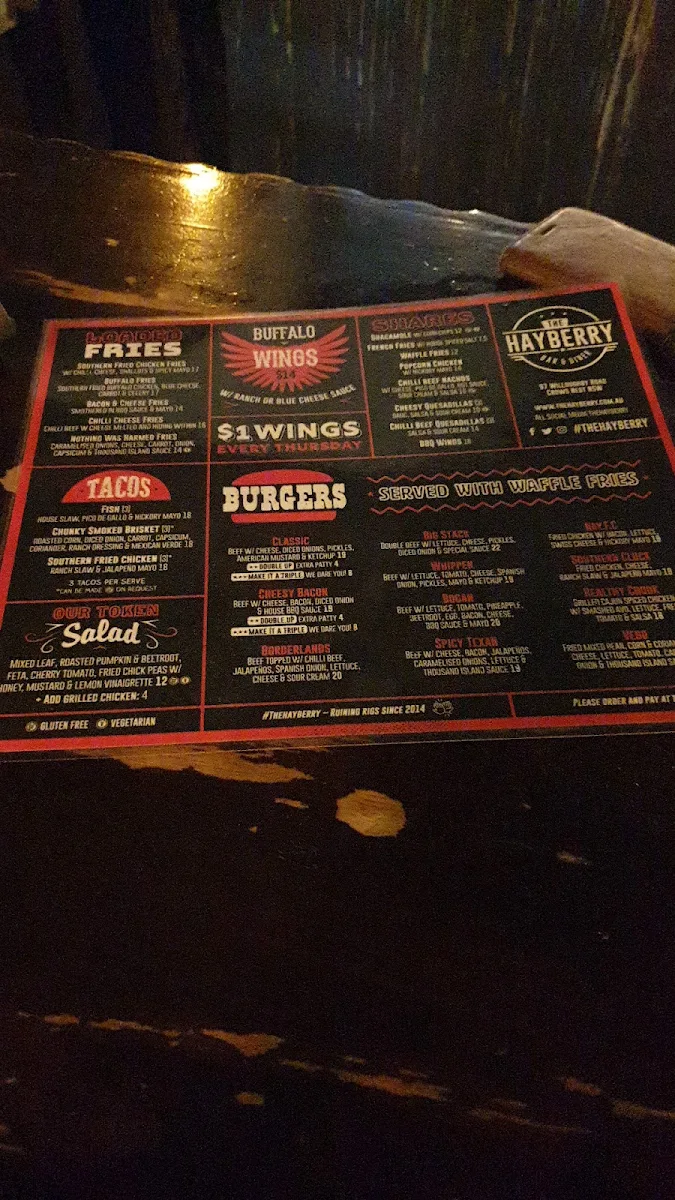 Menu, The Hayberry Diner & Bar