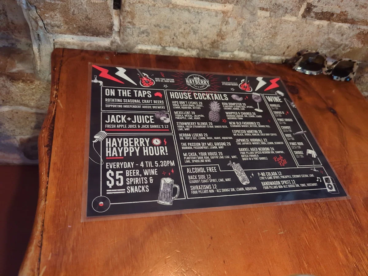 Menu, The Hayberry Diner & Bar