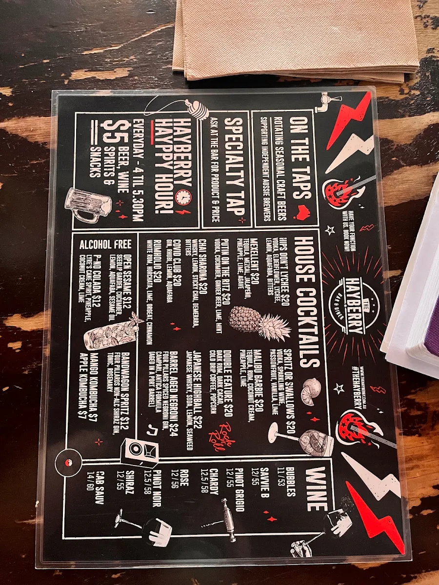 Menu, The Hayberry Diner & Bar