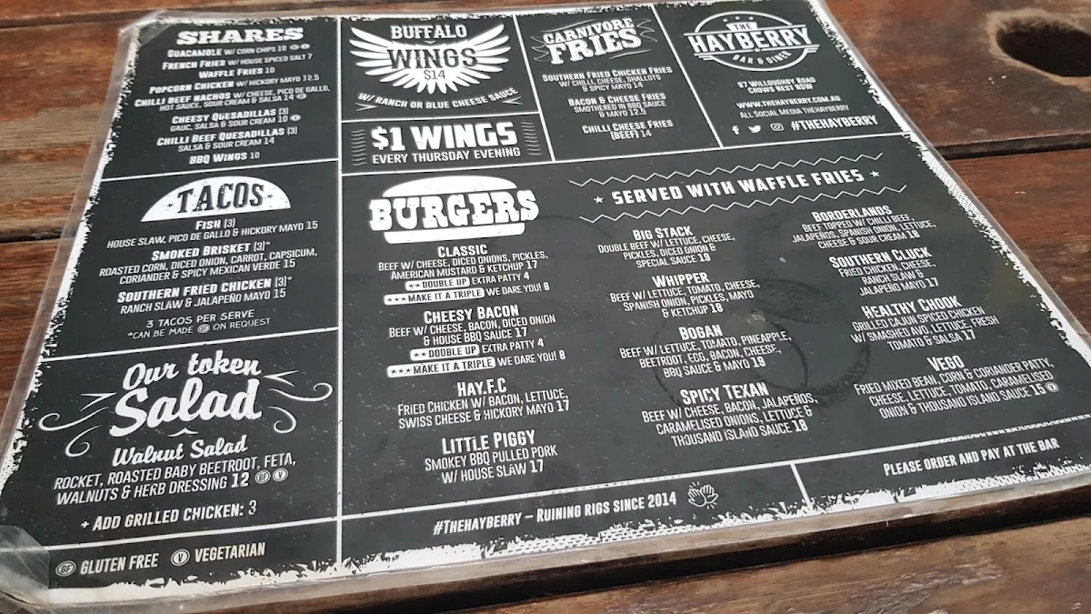 Menu, The Hayberry Diner & Bar