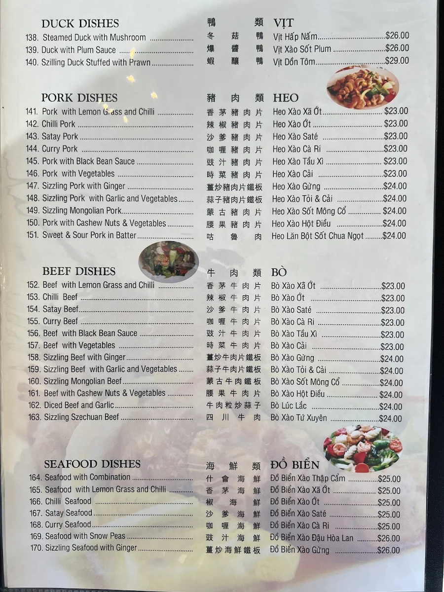 Menu, Viet Star