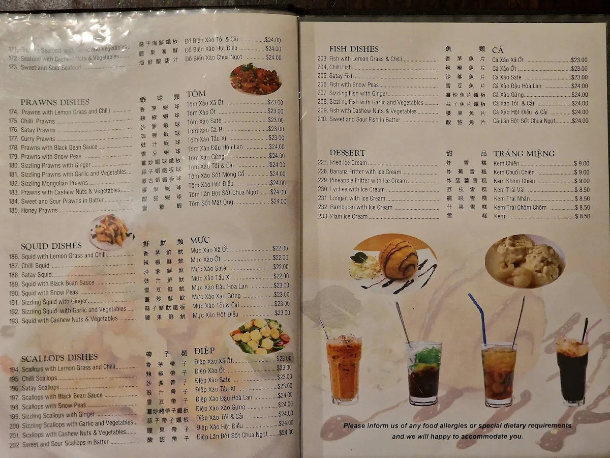 Menu, Viet Star