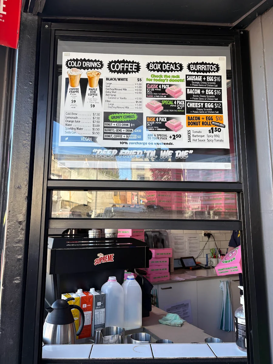 Menu, Grumpy Donuts