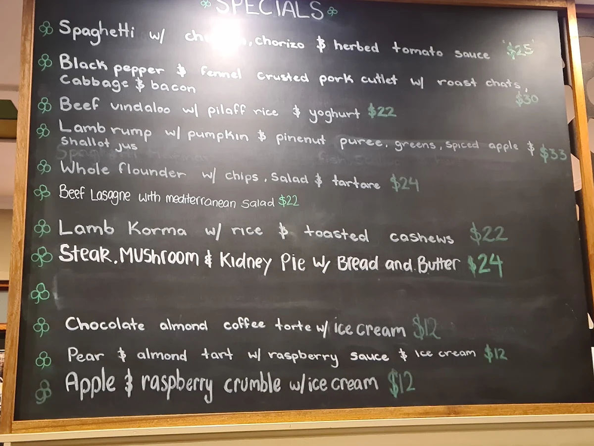 Menu, Finnian's Irish Tavern